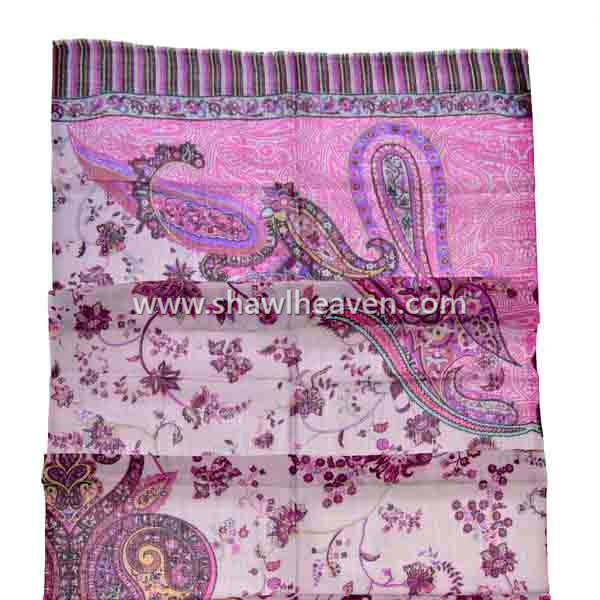 Digital print wool scarves and shawls